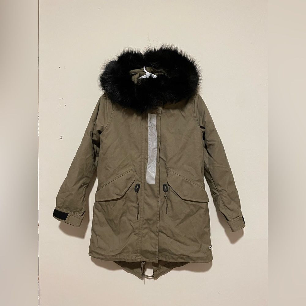 Converse Khaki Shield Storm Parka With Faux Fur Lined Hood - Picture 7 of 16